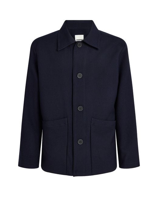 Sandro Blue Wool Worker Overshirt for men
