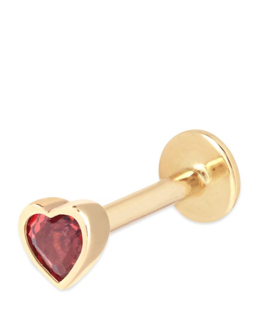 Astrid & Miyu Metallic And Garnet Heart Single Stud Earring