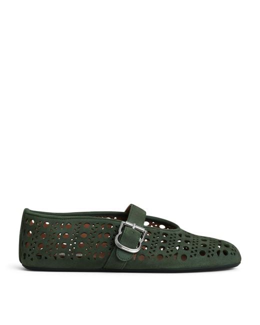 Alaïa Green Suede Vienne Ballet Flats