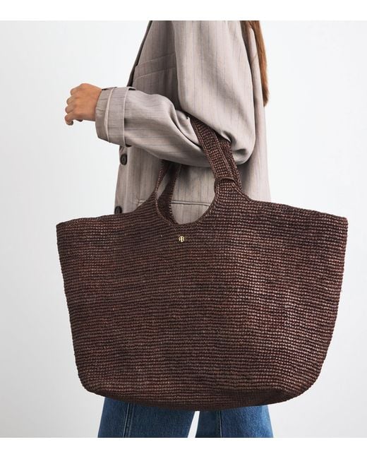 Anine Bing Brown Raffia Lili Tote Bag