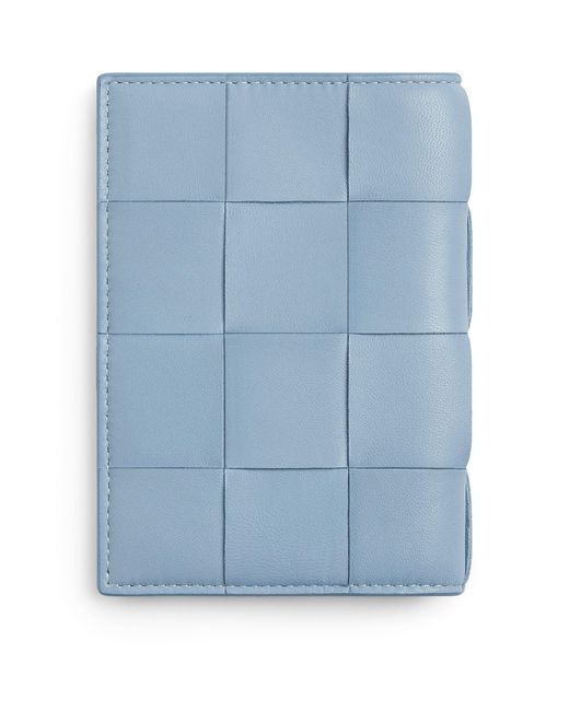 Bottega Veneta Blue Leather Cassette Passport Holder