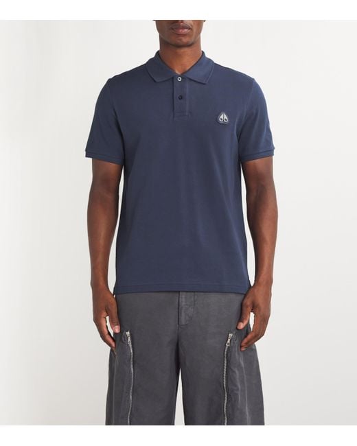 Moose Knuckles Blue Logo Polo Shirt for men