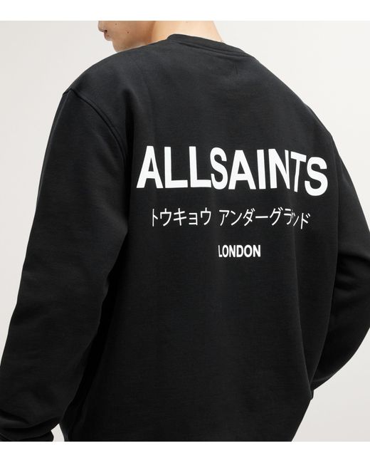 AllSaints Black Cotton Underground Sweatshirt for men