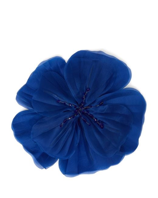 Marina Rinaldi Blue Silk Organza Flower Brooch