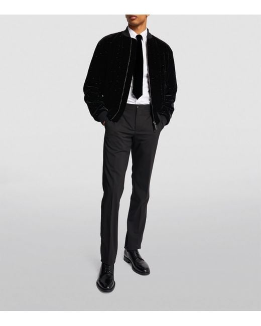 Giorgio Armani Velvet Embellished Bomber Jacket in Black for Men Lyst UK