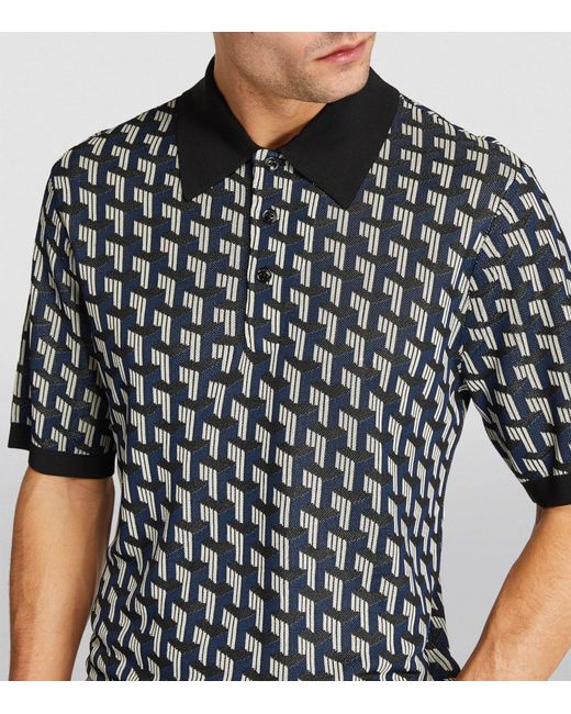 Rag & Bone Black Geometric Print Polo Shirt for men