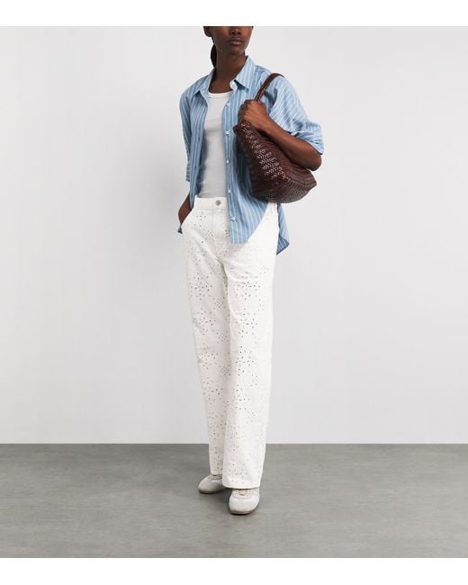 Citizens of Humanity White Eyelet Lindz Easy Straight Jeans