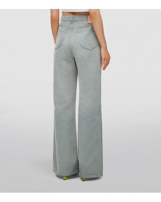 Loewe Gray X Paula's Ibiza Raffia-trim Flared-leg Mid-rise Jeans