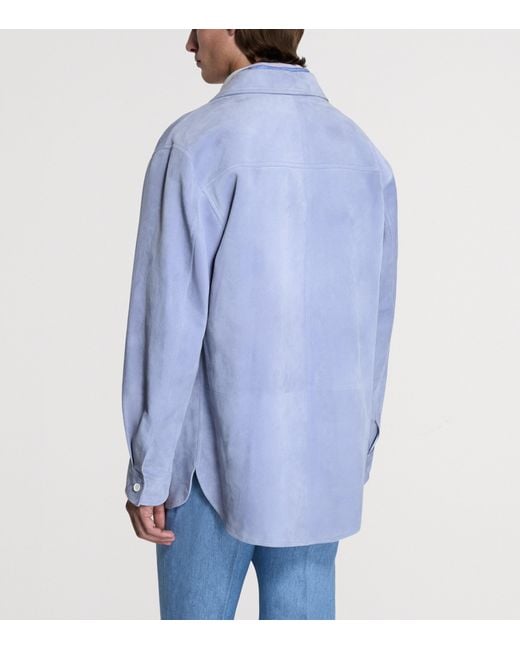 Dunhill Blue Suede Overshirt for men