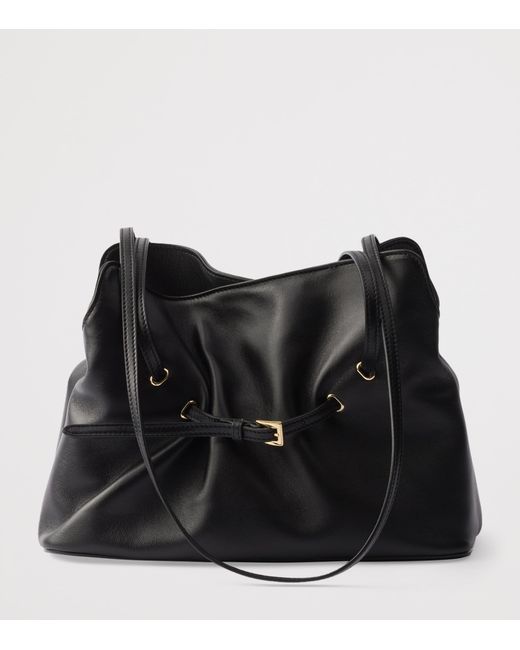 Prada Black Small Dada Leather Shoulder Bag