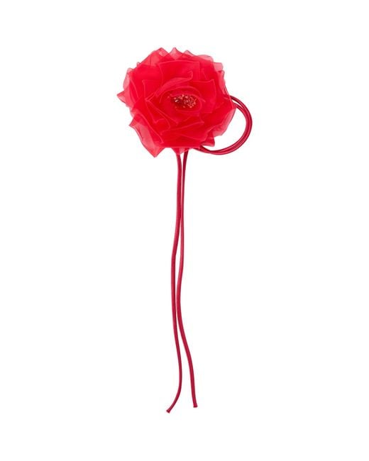 Max Mara Red Silk Flower Hair Clip