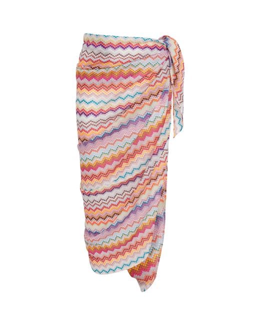 Missoni Red Pixel-Effect Zigzag Maxi Pareo