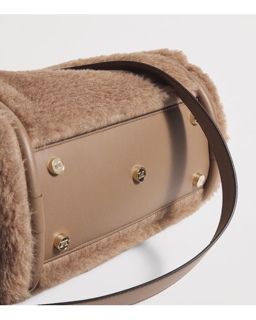 Max Mara Brown Small Camel Fur Marine Top-Handle Bag