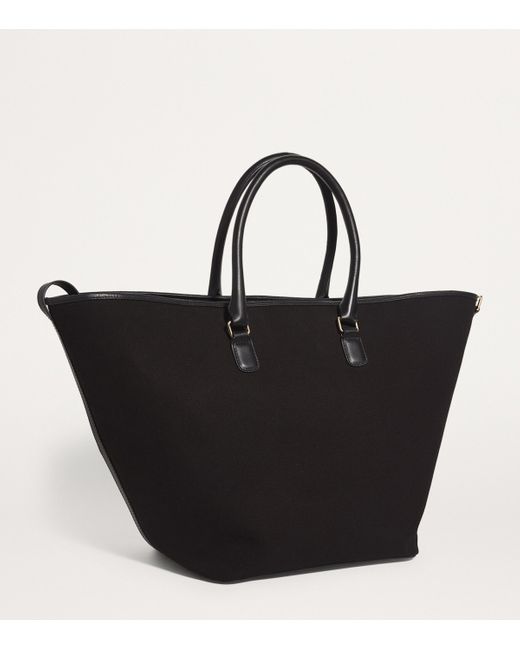 Harrods Black Large Canvas Slouchy Tote Bag