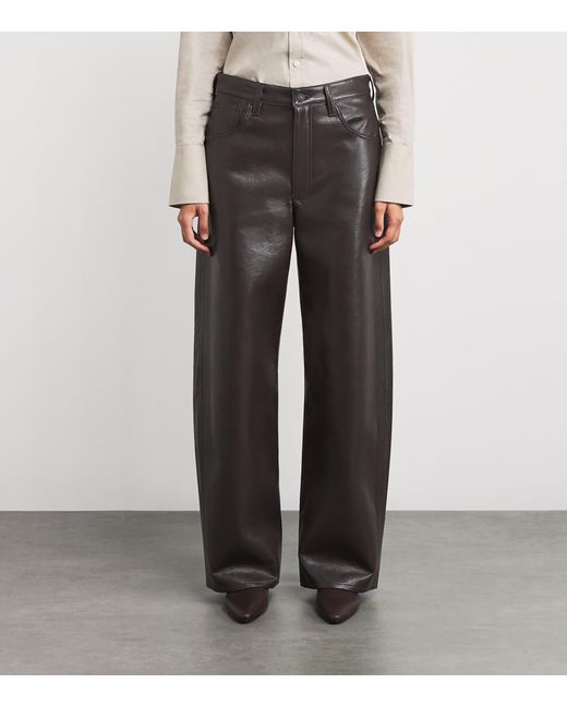 Citizens of Humanity Gray Leather-Blend Ayla Baggy Jeans