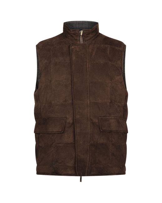 Canali Brown Suede Gilet for men