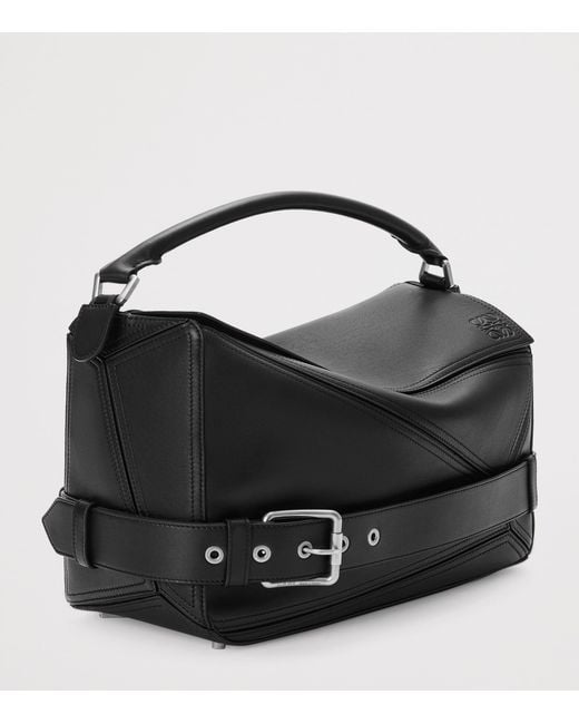 Loewe Black Large Leather Puzzle Biker Top-Handle Bag for men