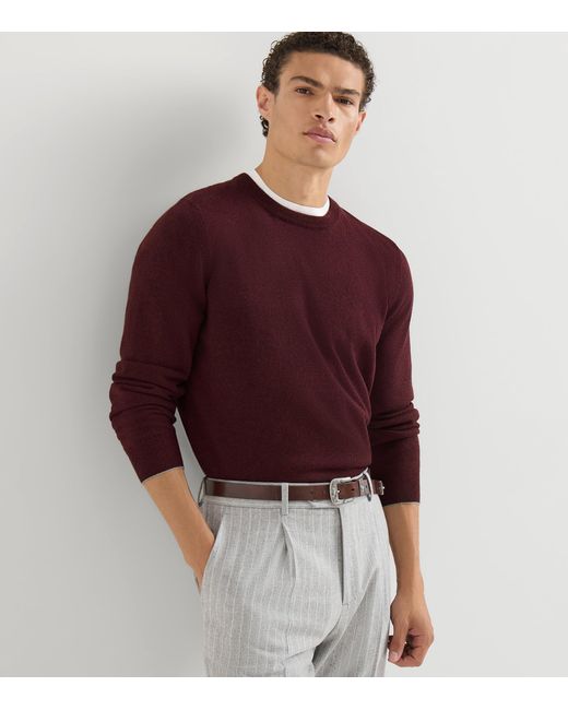 Brunello Cucinelli Purple Cashmere Crew-Neck Sweater for men
