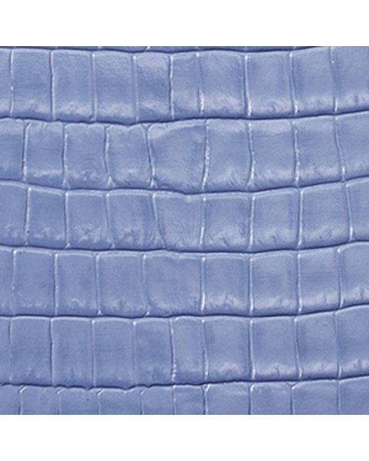 Aspinal Blue Croc-Embossed Leather Passport Cover for men