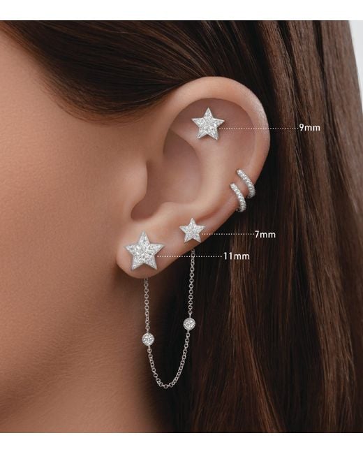 Maria Tash White Invisible Set Diamond Star Threaded Stud Earring