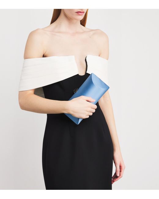 Rodo Silk Satin Clutch Bag in Blue | Lyst