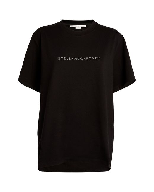 Stella McCartney Logo T-shirt in Black | Lyst