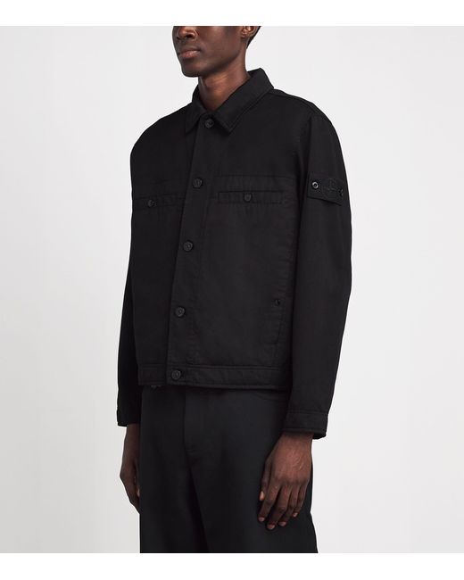 Stone Island Black Virgin Wool-Cotton Gabardine-Tc_S.I. Ghost Jacket for men
