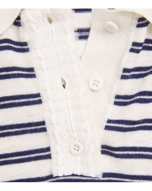 Claudie Pierlot Blue Wool Stripe Polo Sweater