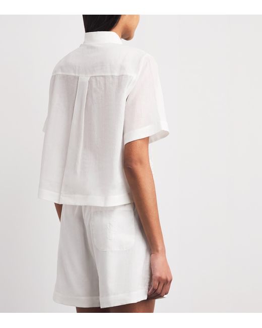 Claudie Pierlot White Cotton-Ramie Cross-Stitch Shirt