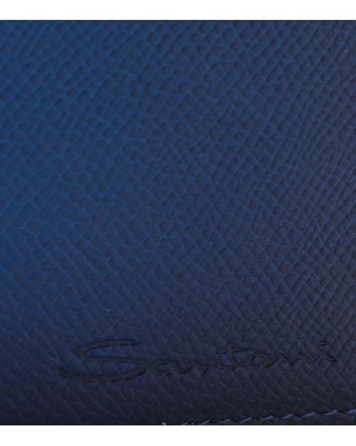 Santoni Blue Leather Ombré Bifold Wallet for men