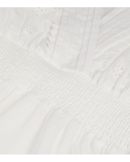 The Kooples White Smocked Broderie Anglaise Mini Dress