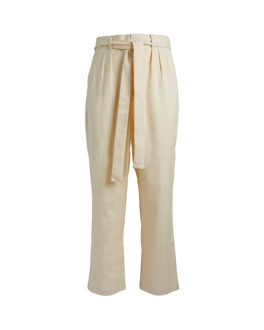 Commas Natural Linen-blend Tailored Trousers for men