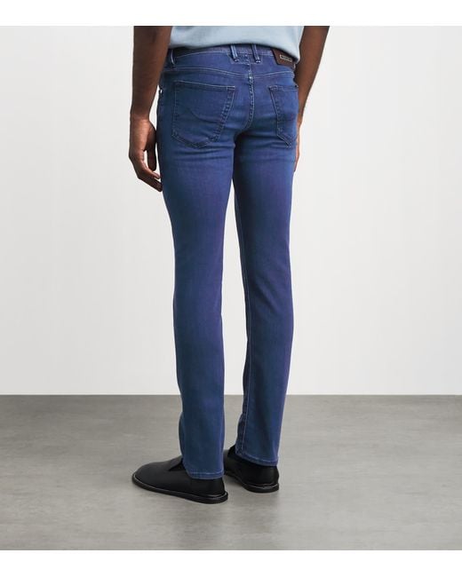 Jacob Cohen Blue Limited Edition Crocodile Skin-Patch Bard Slim Jeans for men