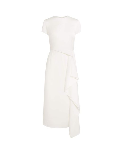 Edeline Lee White Draped Irene Midi Dress
