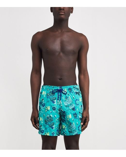 Vilebrequin Blue Embroidered Mistral Swim Shorts for men