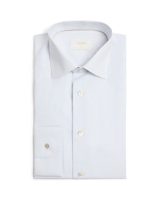 Eton of Sweden White Supima Cotton Stripe Slim Fit Shirt for men
