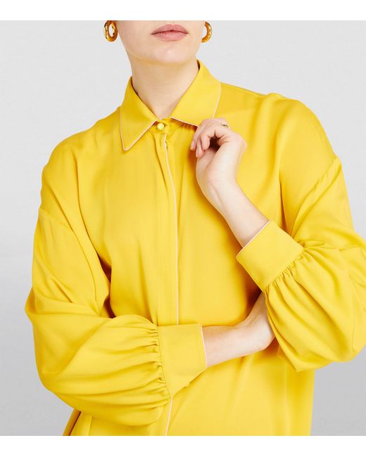 Max Mara Yellow Silk Midi Shirt Dress