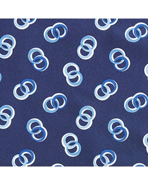 Isaia Blue Silk Printed Pocket Square for men