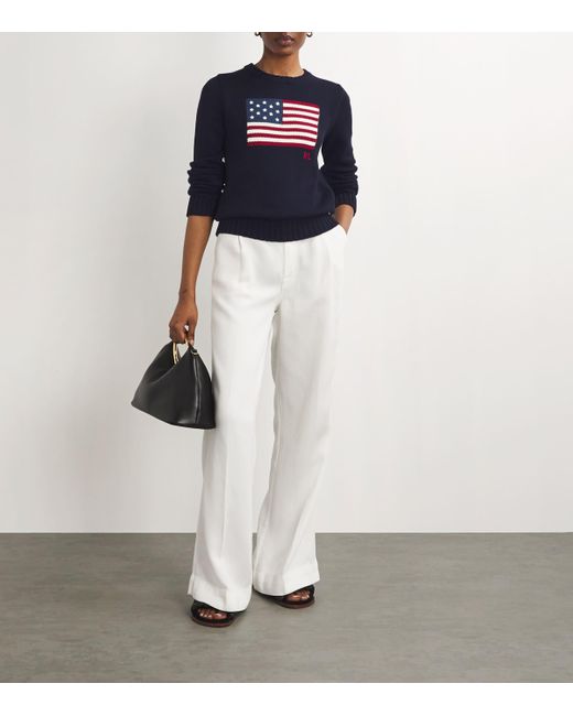 Polo Ralph Lauren Blue Cotton American Flag Sweater