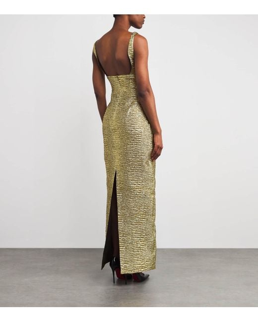 Emilia Wickstead Green Metallic Seersucker Micheline Gown
