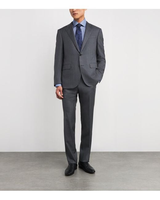 Eton of Sweden Blue Cotton Twill Check Slim Shirt for men