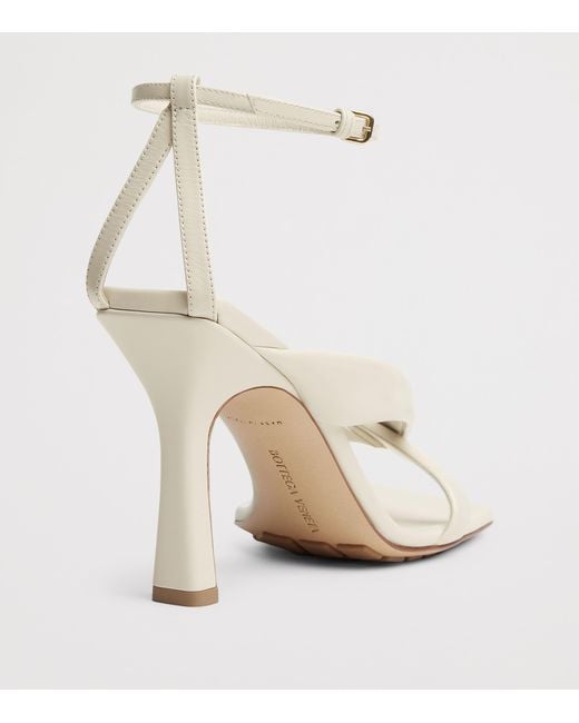 Bottega Veneta White Calfskin Riva Heeled Sandals 90
