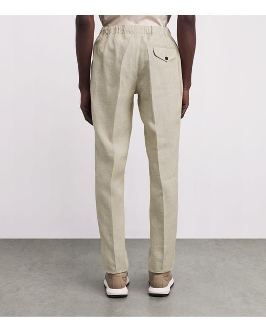 FIORONI CASHMERE Natural Linen Drawstring Trousers for men