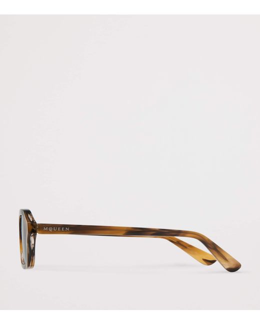 McQueen Metallic Tortoiseshell Rectangular Sunglasses