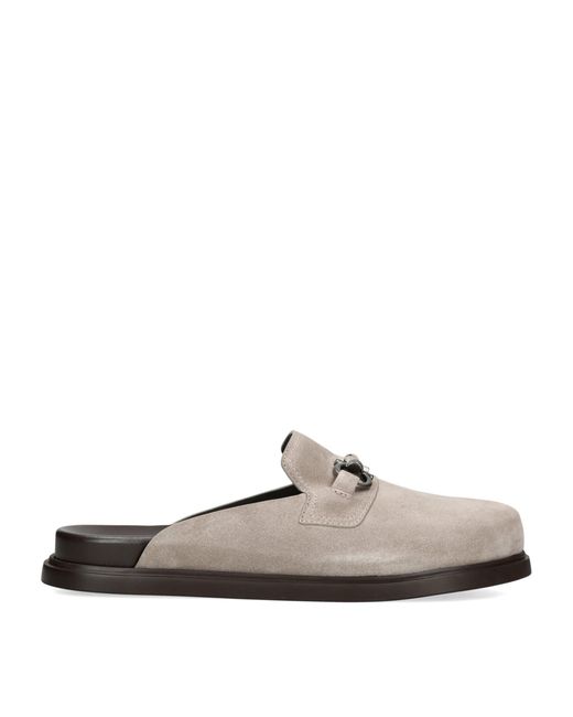 Ferragamo White Suede Santiago Mules for men