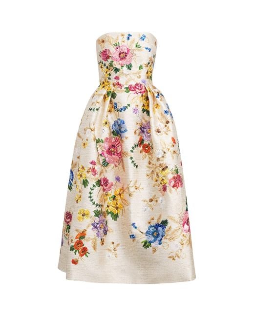 Mary Katrantzou Satin Emile Midi Dress in White | Lyst
