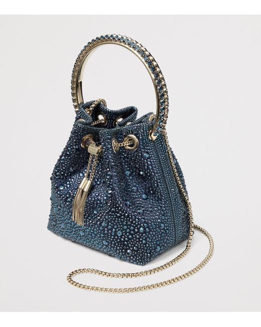 Jimmy Choo Blue Embellished Bon Bon Top-Handle Bag