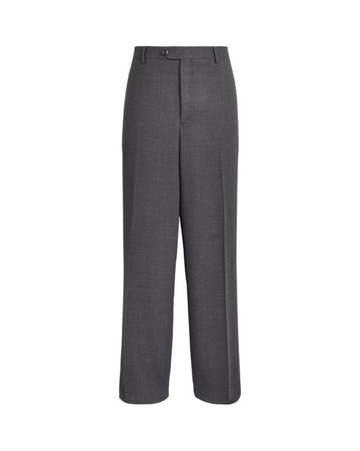 Paul Smith Gray Wool Relaxed Pleated Trousers for men