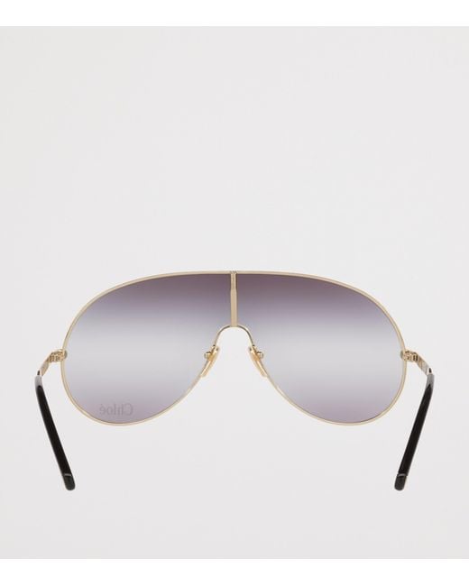 Chloé Gray Metal Aly Shield Sunglasses