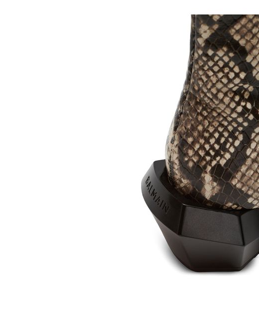 Balmain Brown Snakeskin-effect Billy Ankle Boots for men